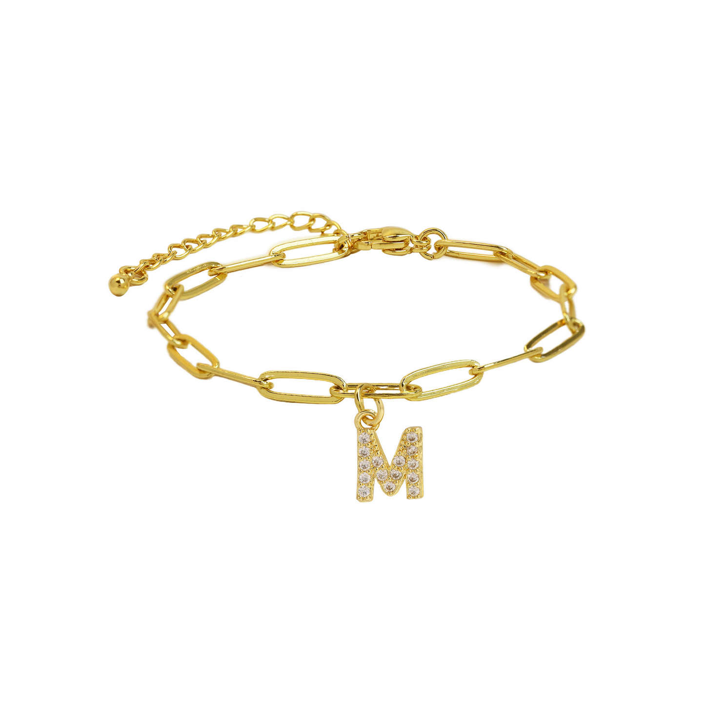 Pulsera delicada de eslabones clip con inicial