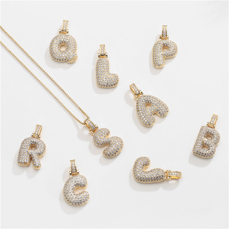 Collar Inicial Bubble 14K con Brillo de Diamantes