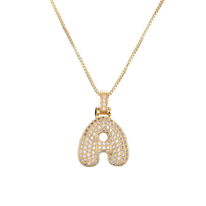 Collar Inicial Bubble 14K con Brillo de Diamantes