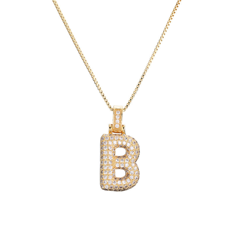 Collar Inicial Bubble 14K con Brillo de Diamantes