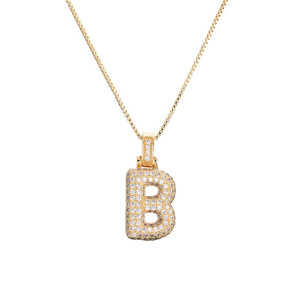 Collar Inicial Bubble 14K con Brillo de Diamantes