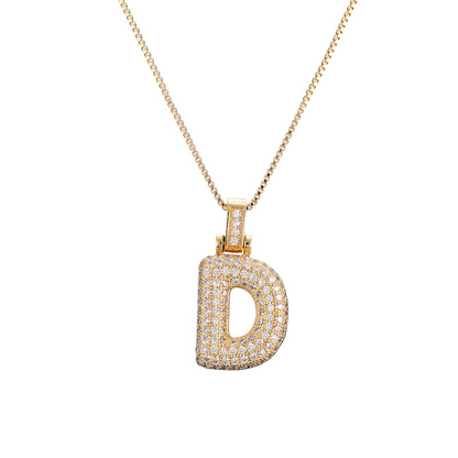 Collar Inicial Bubble 14K con Brillo de Diamantes