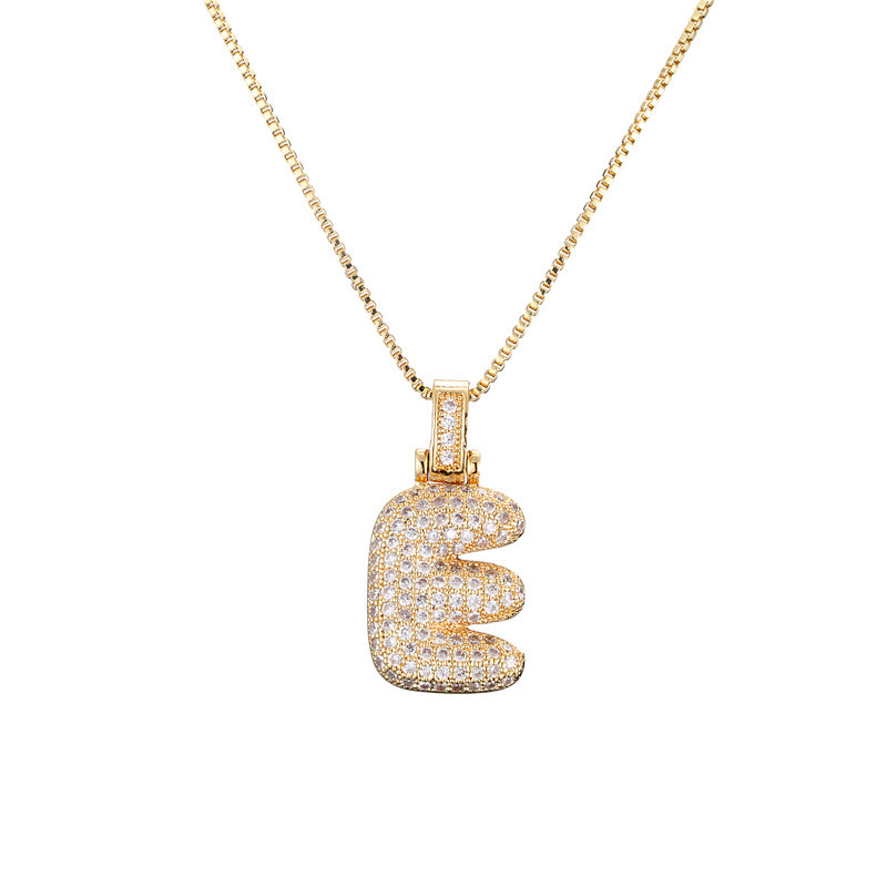 Collar Inicial Bubble 14K con Brillo de Diamantes