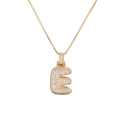 Collar Inicial Bubble 14K con Brillo de Diamantes