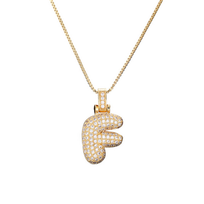 Collar Inicial Bubble 14K con Brillo de Diamantes