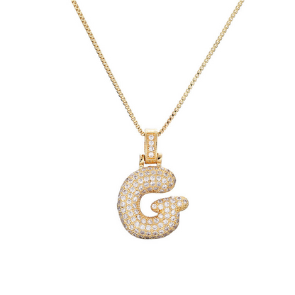 Collar Inicial Bubble 14K con Brillo de Diamantes