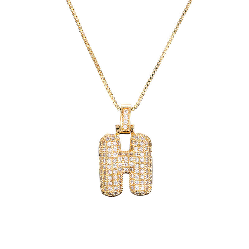 Collar Inicial Bubble 14K con Brillo de Diamantes