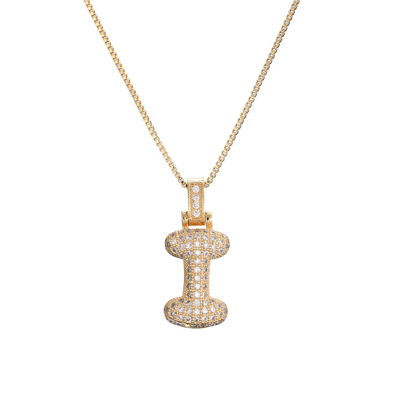 Collar Inicial Bubble 14K con Brillo de Diamantes