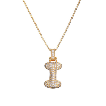Collar Inicial Bubble 14K con Brillo de Diamantes