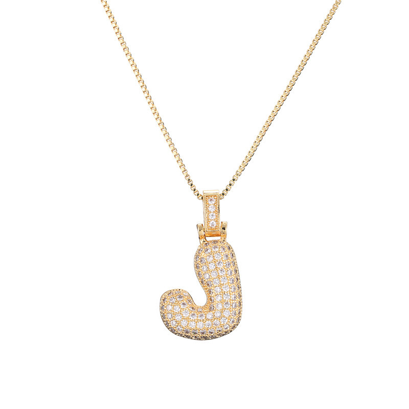Collar Inicial Bubble 14K con Brillo de Diamantes