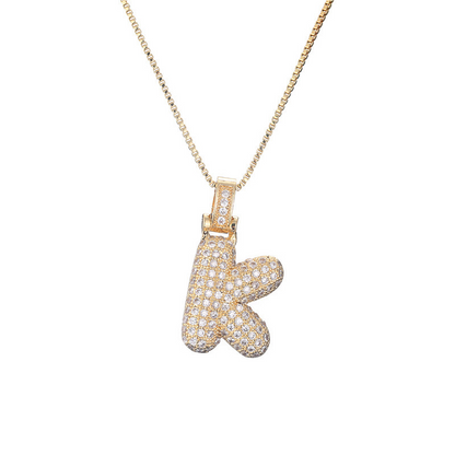 Collar Inicial Bubble 14K con Brillo de Diamantes