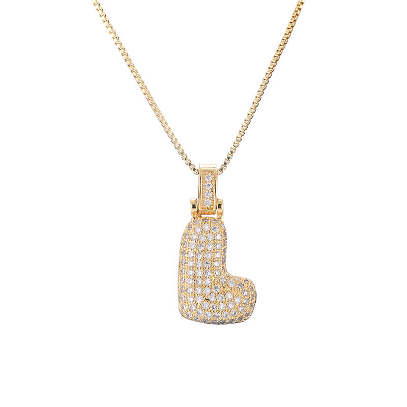 Collar Inicial Bubble 14K con Brillo de Diamantes