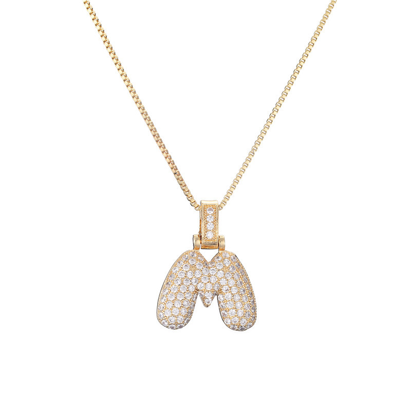 Collar Inicial Bubble 14K con Brillo de Diamantes