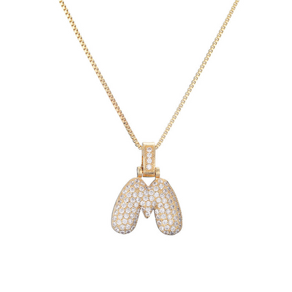 Collar Inicial Bubble 14K con Brillo de Diamantes