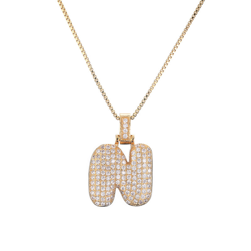 Collar Inicial Bubble 14K con Brillo de Diamantes