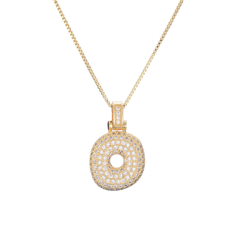 Collar Inicial Bubble 14K con Brillo de Diamantes
