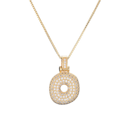 Collar Inicial Bubble 14K con Brillo de Diamantes