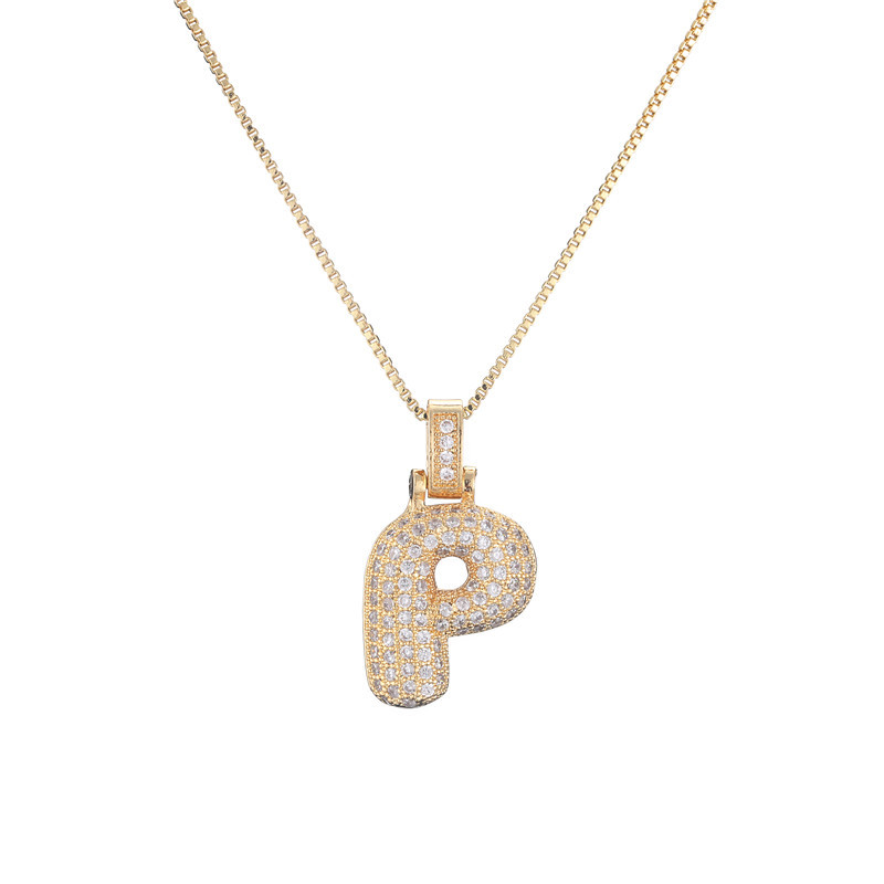 Collar Inicial Bubble 14K con Brillo de Diamantes