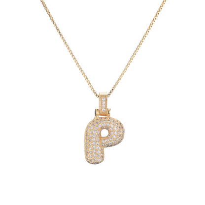 Collar Inicial Bubble 14K con Brillo de Diamantes