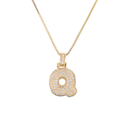 Collar Inicial Bubble 14K con Brillo de Diamantes