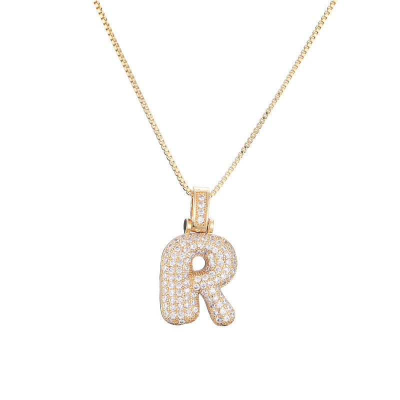Collar Inicial Bubble 14K con Brillo de Diamantes