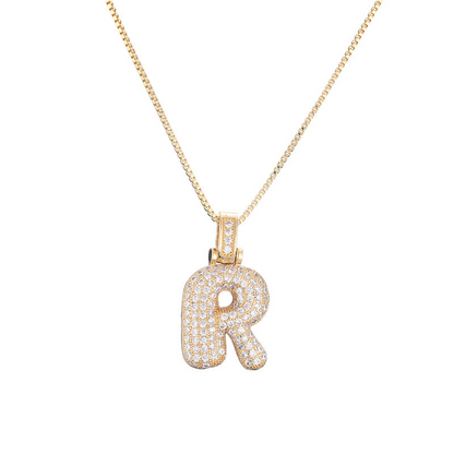 Collar Inicial Bubble 14K con Brillo de Diamantes