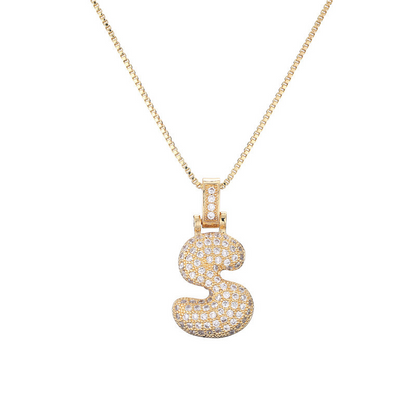 Collar Inicial Bubble 14K con Brillo de Diamantes