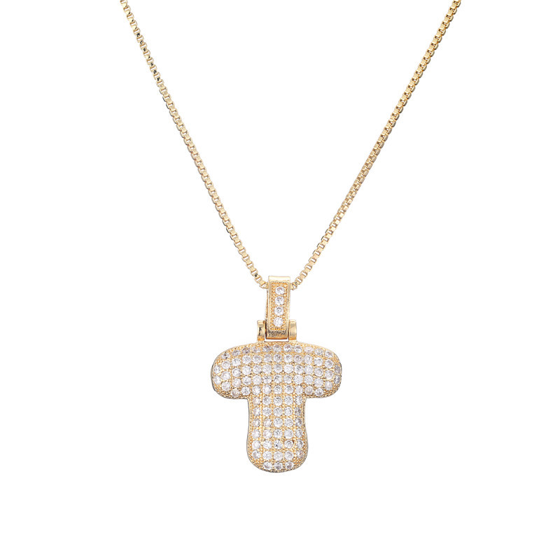 Collar Inicial Bubble 14K con Brillo de Diamantes