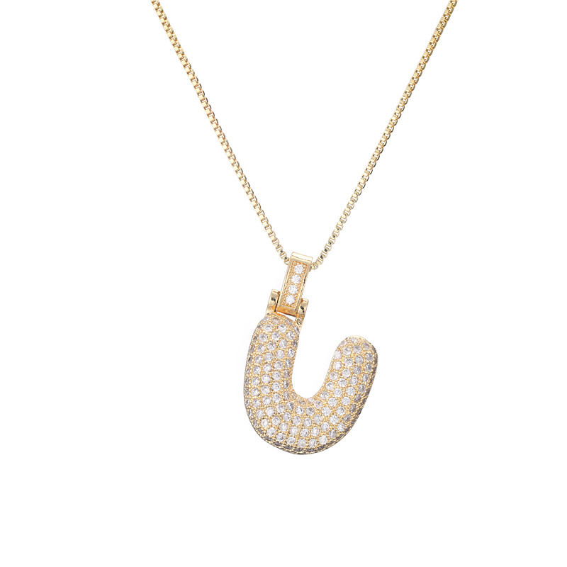 Collar Inicial Bubble 14K con Brillo de Diamantes