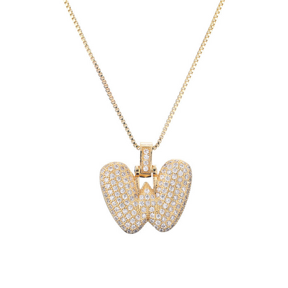 Collar Inicial Bubble 14K con Brillo de Diamantes