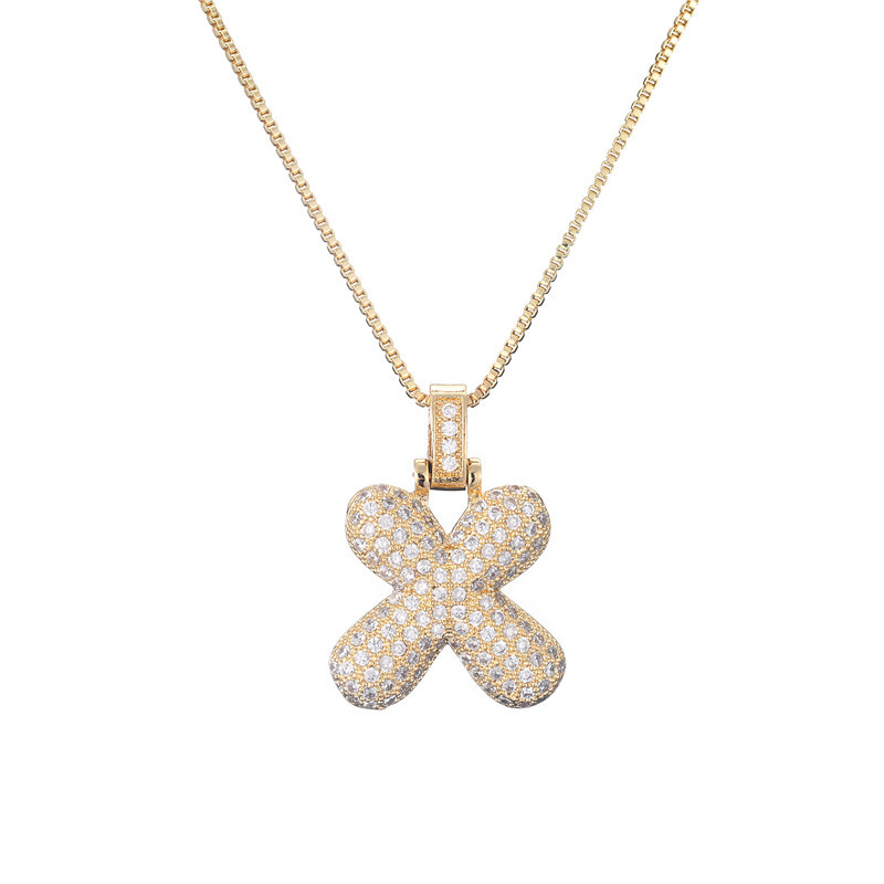 Collar Inicial Bubble 14K con Brillo de Diamantes