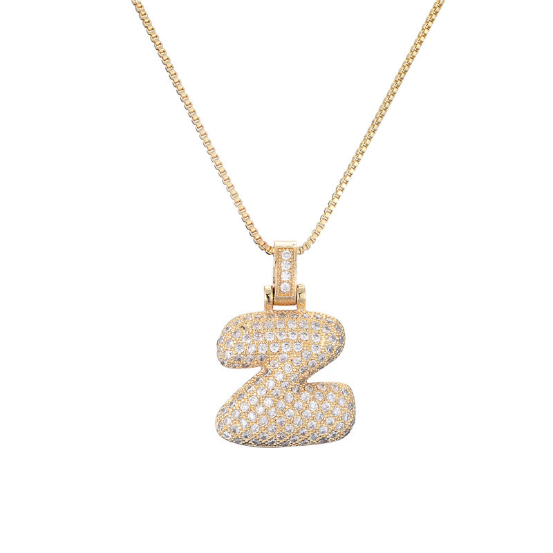 Collar Inicial Bubble 14K con Brillo de Diamantes