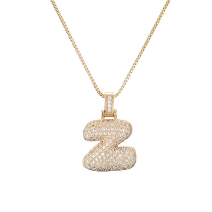 Collar Inicial Bubble 14K con Brillo de Diamantes