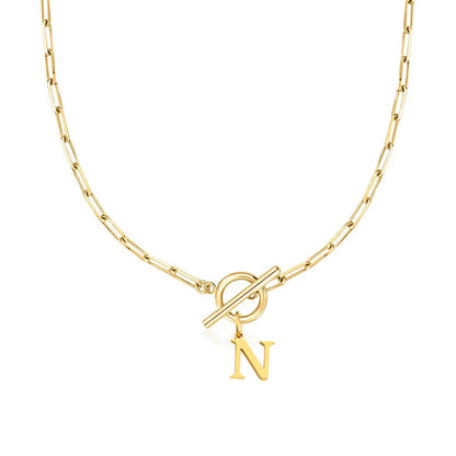 Collar Paperclip con Inicial y Cierre Circular