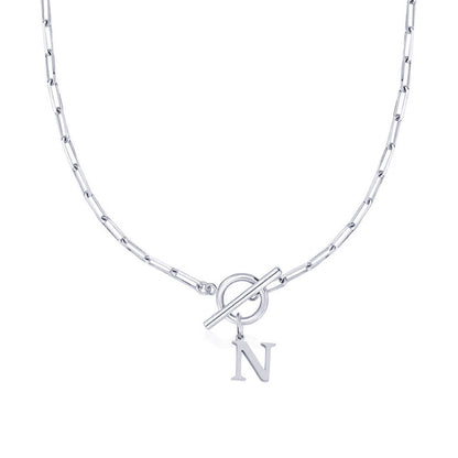 Collar Paperclip con Inicial y Cierre Circular