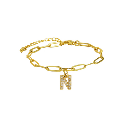 Pulsera delicada de eslabones clip con inicial