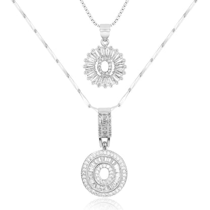 Set de 2 Collares 14K con Inicial y Brillo