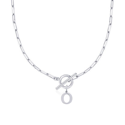 Collar Paperclip con Inicial y Cierre Circular