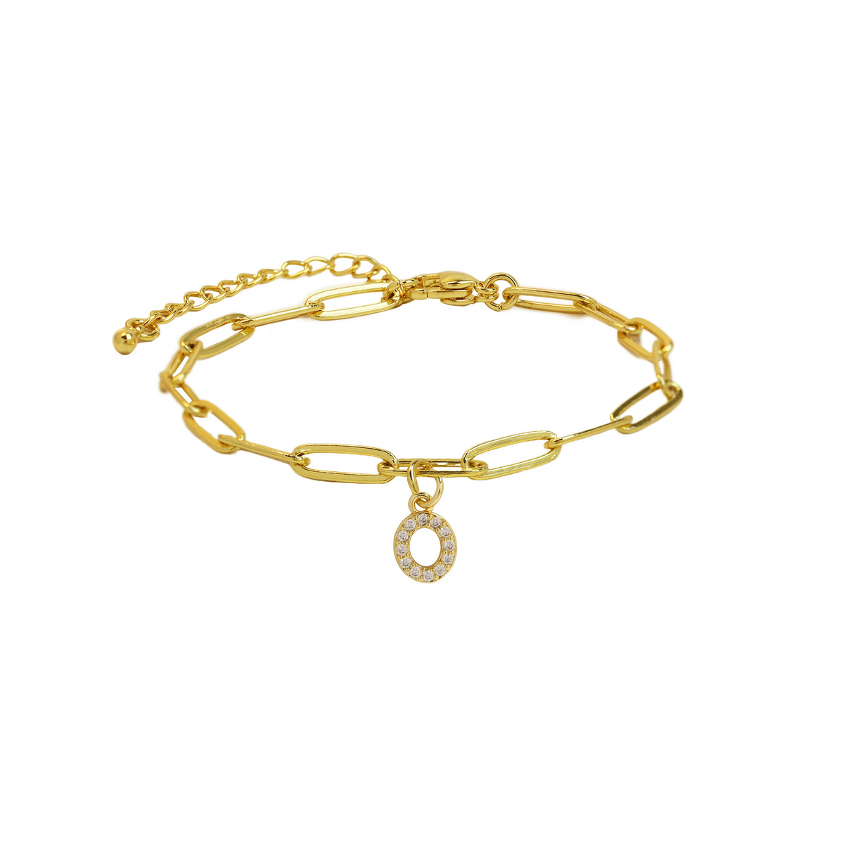 Pulsera delicada de eslabones clip con inicial