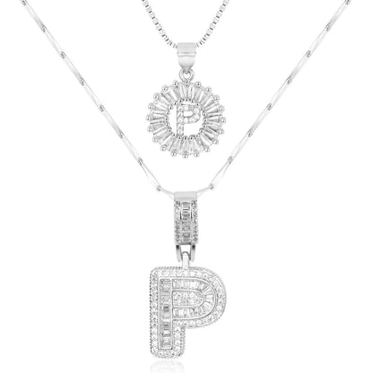 Set de 2 Collares 14K con Inicial y Brillo