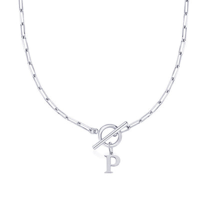 Collar Paperclip con Inicial y Cierre Circular