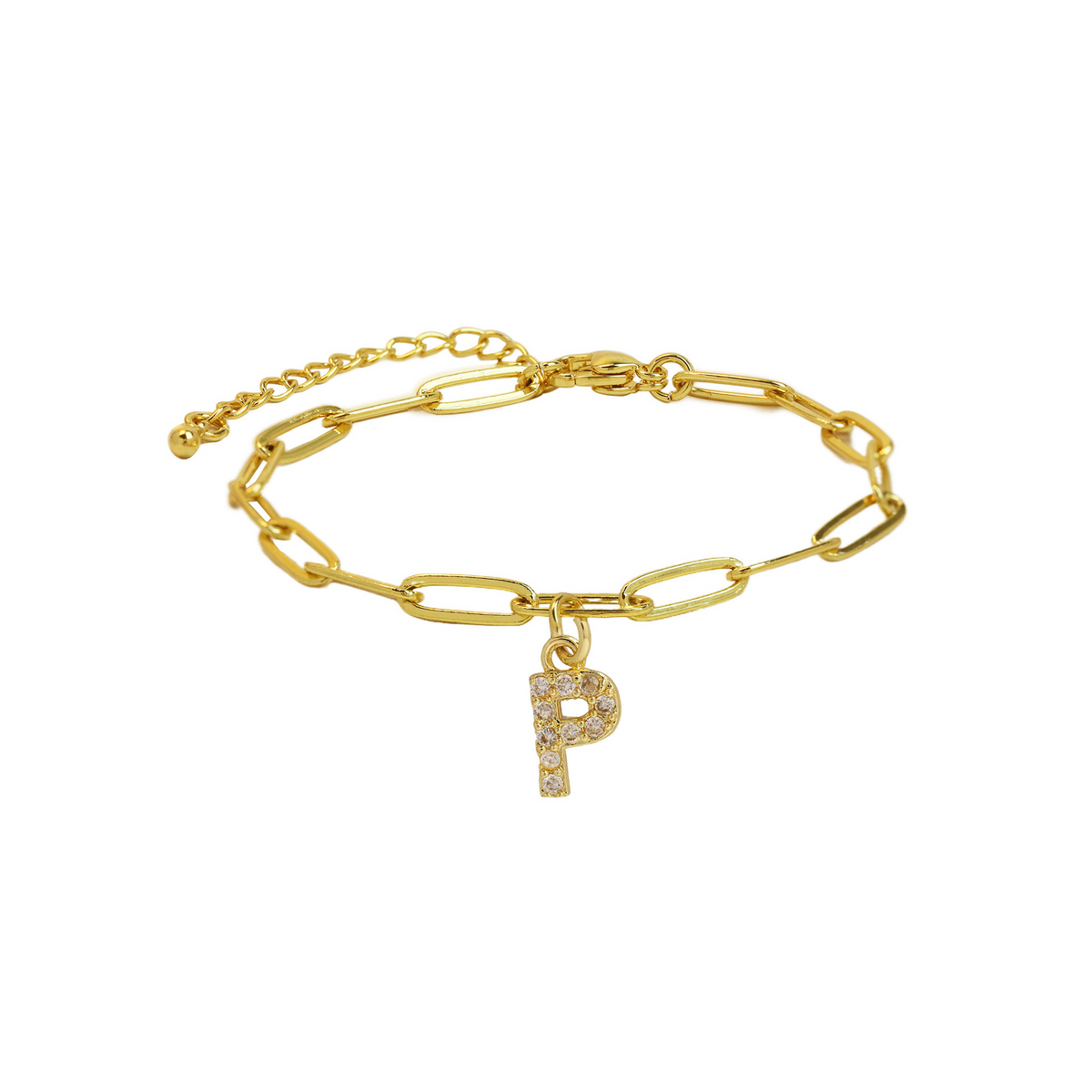Pulsera delicada de eslabones clip con inicial