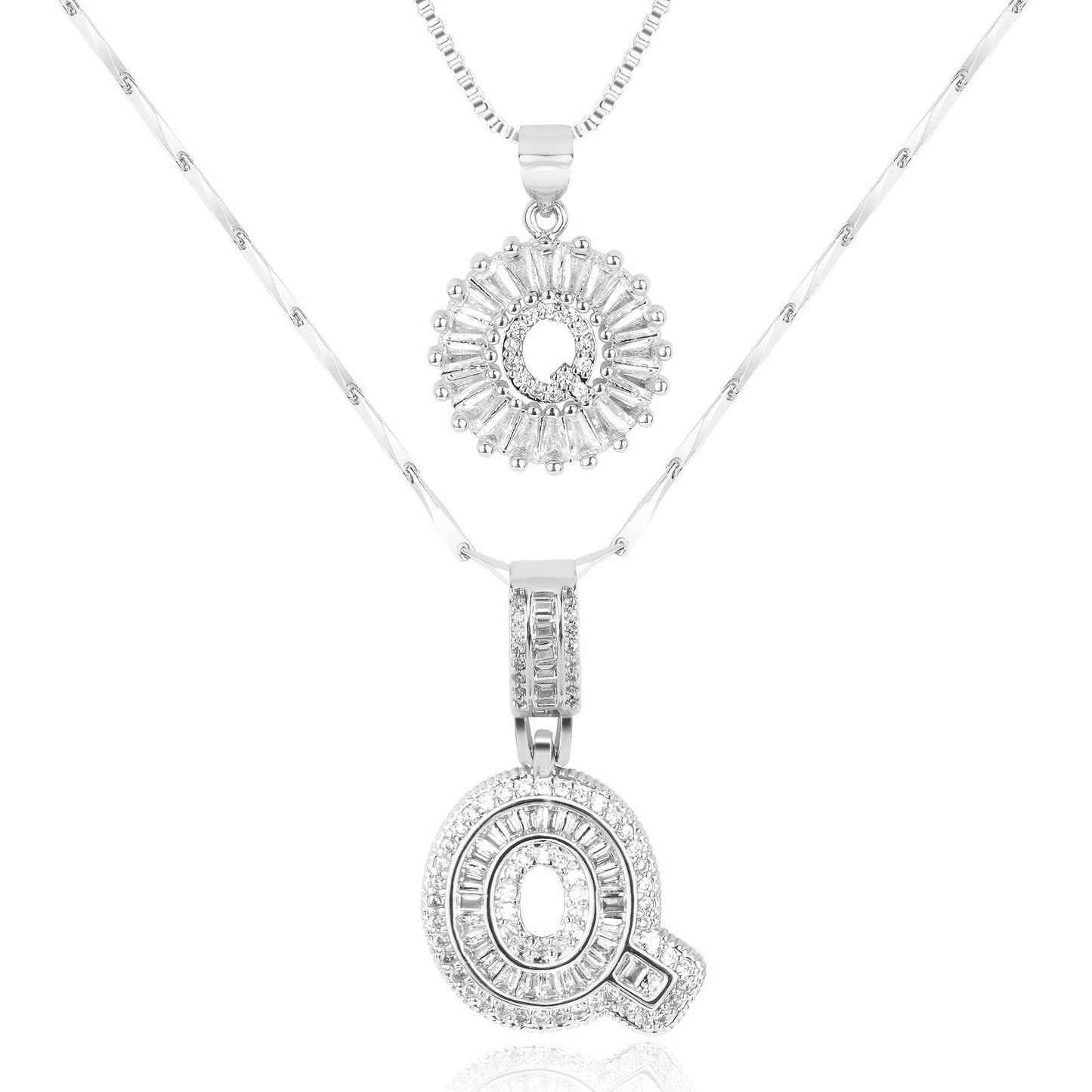 Set de 2 Collares 14K con Inicial y Brillo