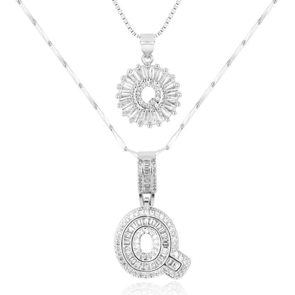 Set de 2 Collares 14K con Inicial y Brillo