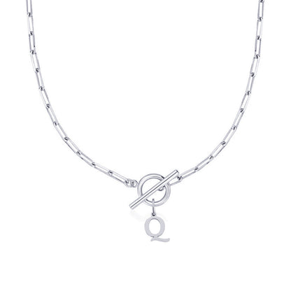 Collar Paperclip con Inicial y Cierre Circular