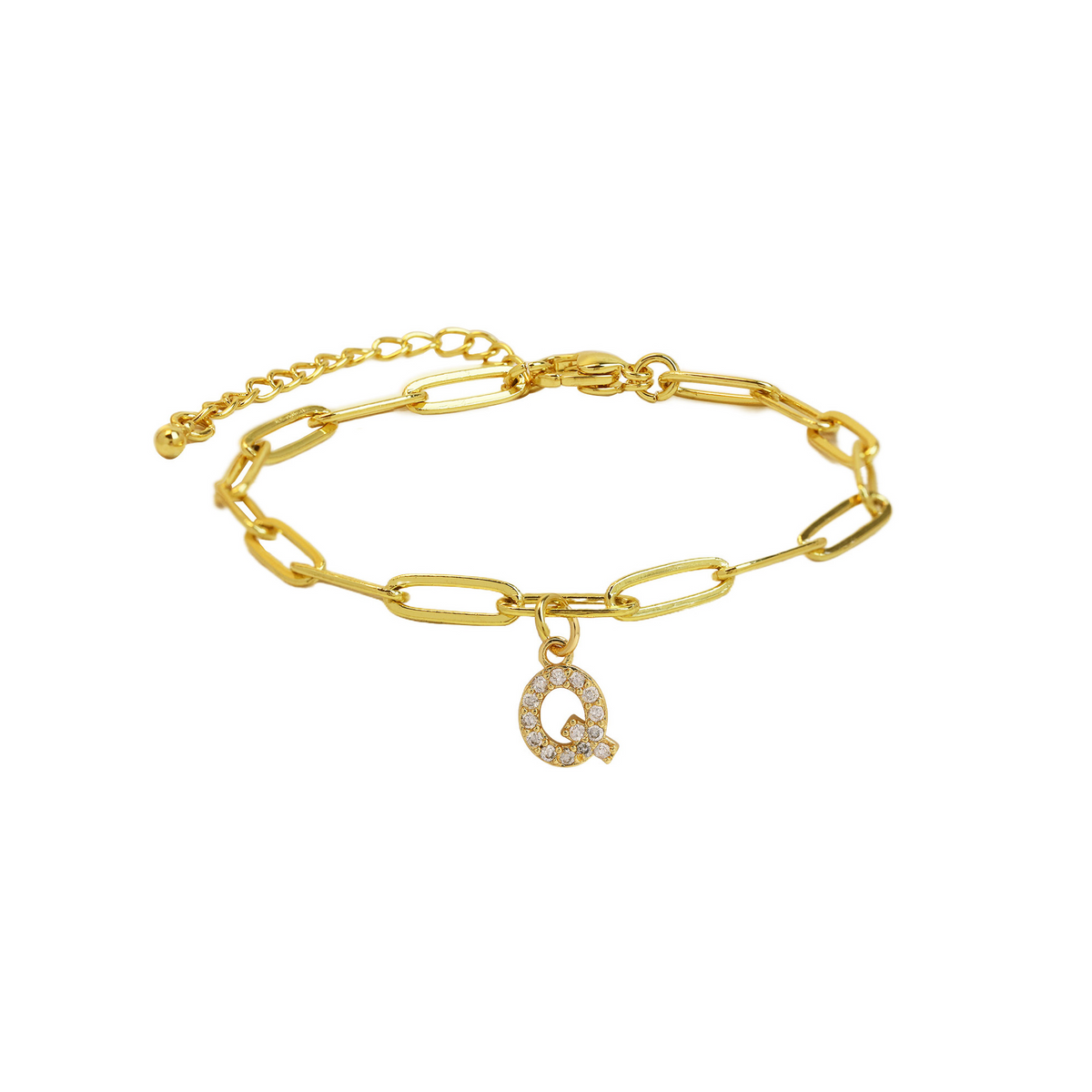 Pulsera delicada de eslabones clip con inicial