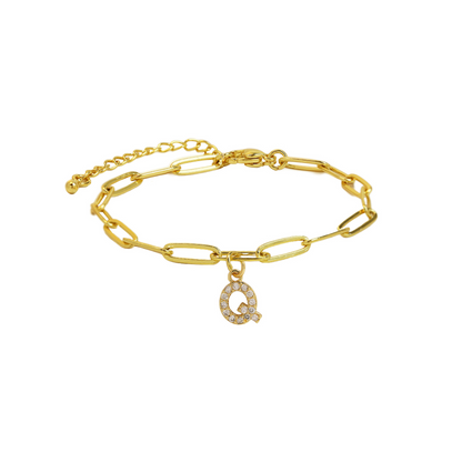 Pulsera delicada de eslabones clip con inicial
