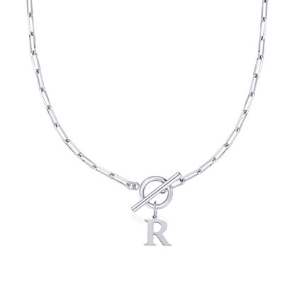 Collar Paperclip con Inicial y Cierre Circular