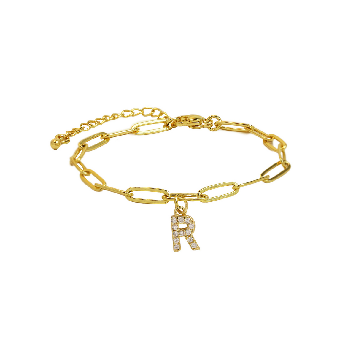Pulsera delicada de eslabones clip con inicial