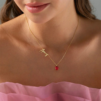 Collar Personalizado con Nombre y Piedra Natal